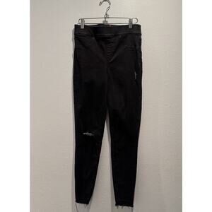 Spanx Size Medium Distressed Skinny Jeans Pull On Black Stretch Ankle